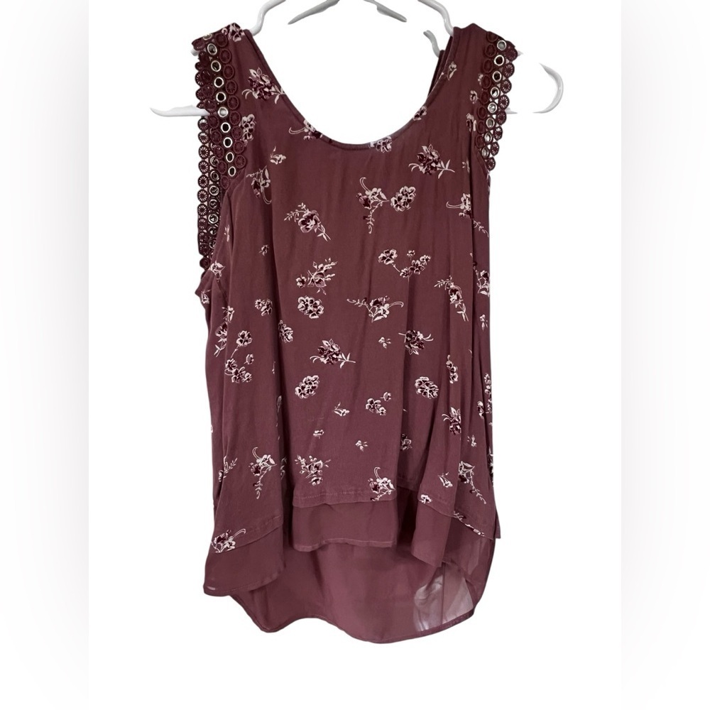 Floral Mauve Sleeveless Top